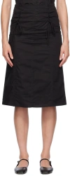 Deiji Studios Black Double Lace Up Midi Skirt In Black
