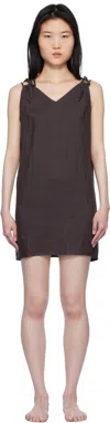 Deiji Studios Brown & Blue Looped Minidress In Slate Check