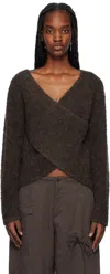 Deiji Studios Brown Crossover Sweater In Brown Multi