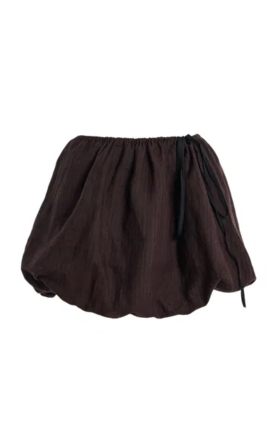 Deiji Studios Bubble Striped Linen Top In Brown