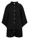 Deiji Studios Button-front Wide-sleeve Shirt And Shorts Set In Black