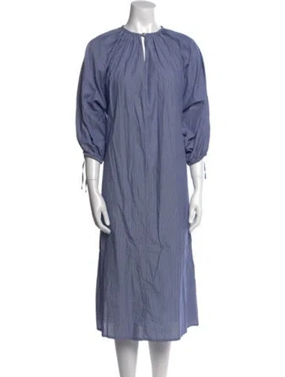 Pre-owned Deiji Studios Crew Neck Midi Length Dress In Blue