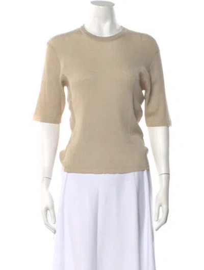Pre-owned Deiji Studios Crew Neck Three-quarter Sleeve Top In Neutrals