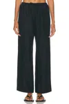 Deiji Studios Double Waist Linen Pant In Black