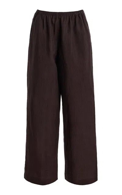 Deiji Studios Ease Striped Linen Trousers In Brown