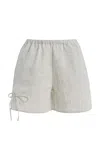Deiji Studios Eyelet Striped Linen Shorts In White