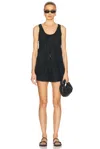 Deiji Studios Linen Tank And Shorts Pajama Set In Black