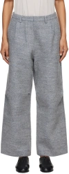 Deiji Studios Gray Boiled Wool Trousers In Blue Grey