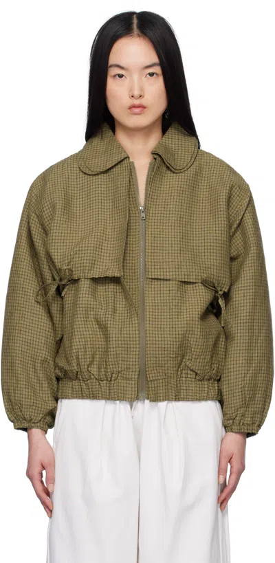Deiji Studios Green Double Layered Jacket In Pine Check