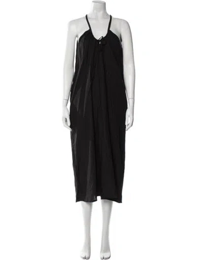 Pre-owned Deiji Studios Halterneck Long Dress In Black