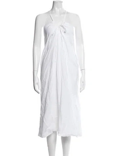 Pre-owned Deiji Studios Halterneck Long Dress In White