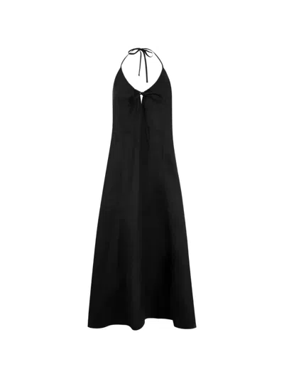 Deiji Studios Halterneck Midi Dress In Black
