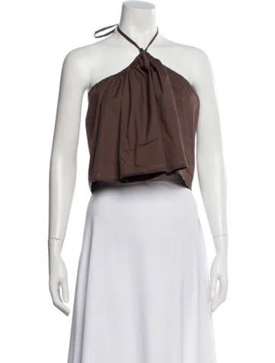 Pre-owned Deiji Studios Halterneck Sleeveless Crop Top In Brown