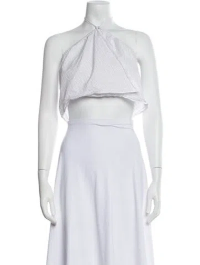 Pre-owned Deiji Studios Halterneck Sleeveless Crop Top In White