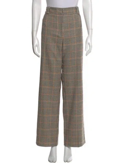 Pre-owned Deiji Studios Houndstooth Print Wide Leg Pants In Neutral