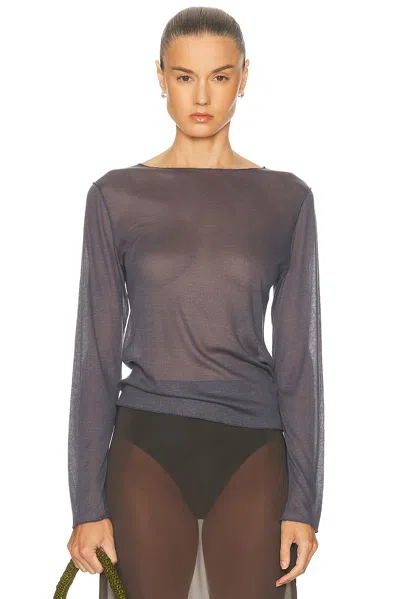 Deiji Studios Knit Long Sleeve Top In Blue