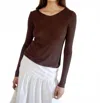 Deiji Studios Knitted Long Sleeve Top In Dark Brown In Brown
