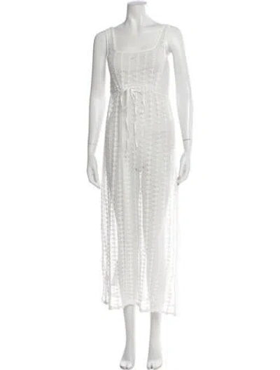 Pre-owned Deiji Studios Lace Pattern Long Dress In Gray