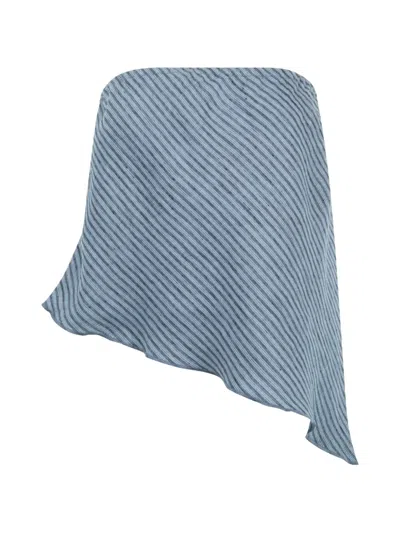 Deiji Studios Line Stripe-pattern Asymmetric Top In Blue
