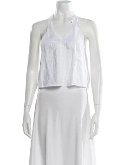 Pre-owned Deiji Studios Linen Halterneck Crop Top W/ Tags In White