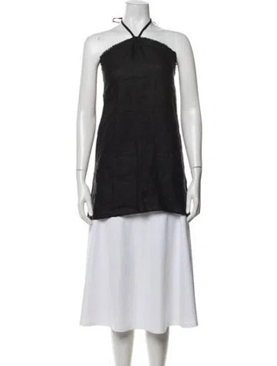 Pre-owned Deiji Studios Linen Halterneck Top In Black