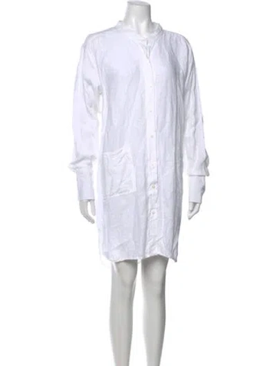 Pre-owned Deiji Studios Linen Knee-length Dress In White
