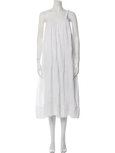Pre-owned Deiji Studios Linen Knee-length Dress In White
