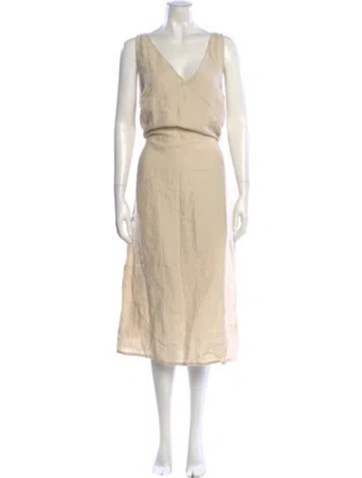 Pre-owned Deiji Studios Linen Long Dress In Neutral