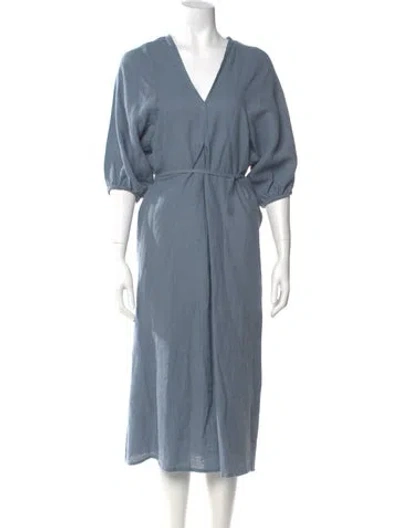 Pre-owned Deiji Studios Linen Long Dress W/ Tags In Blue