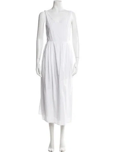 Pre-owned Deiji Studios Linen Long Dress In White
