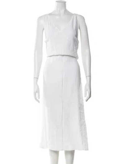 Pre-owned Deiji Studios Linen Long Dress In White