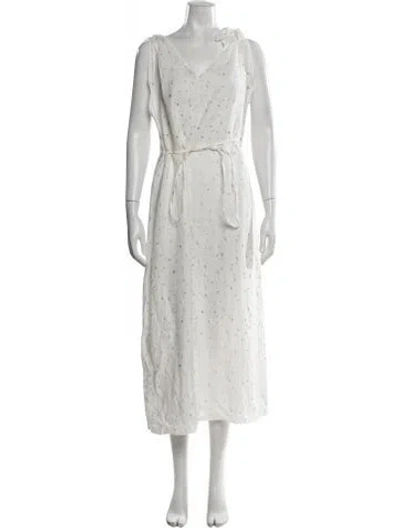 Pre-owned Deiji Studios Linen Long Dress In White