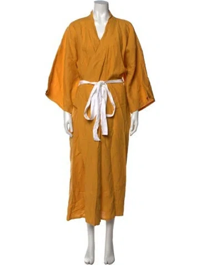 Pre-owned Deiji Studios Linen Long Dress In Yellow