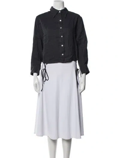 Pre-owned Deiji Studios Linen Long Sleeve Button-up Top In Blue