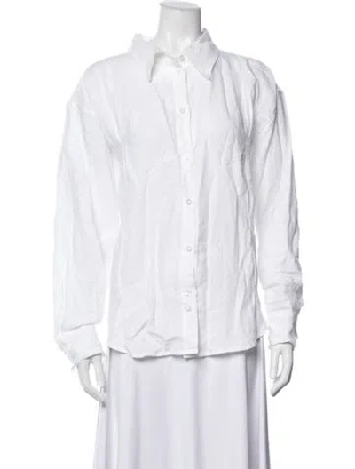 Pre-owned Deiji Studios Linen Long Sleeve Button-up Top W/ Tags In Neutrals