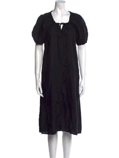 Pre-owned Deiji Studios Linen Midi Length Dress In Black
