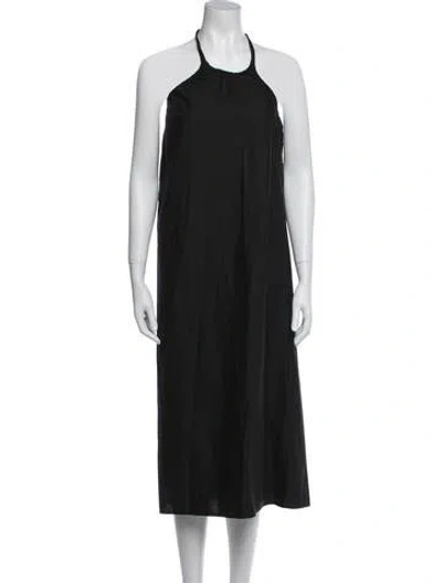 Pre-owned Deiji Studios Linen Midi Length Dress In Black