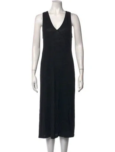 Pre-owned Deiji Studios Linen Midi Length Dress In Black