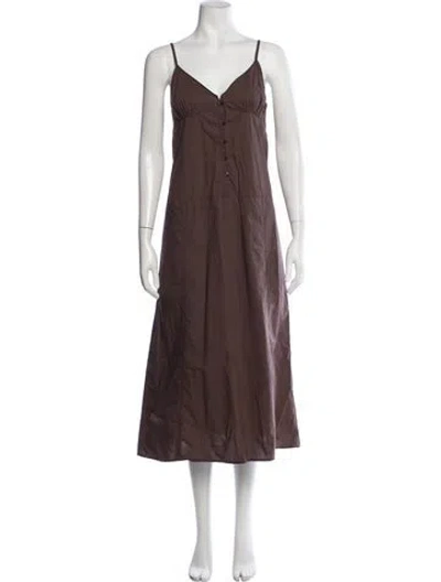 Pre-owned Deiji Studios Linen Midi Length Dress In Brown