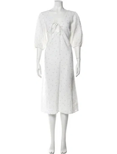 Pre-owned Deiji Studios Linen Midi Length Dress In Neutral