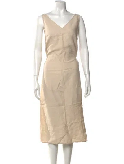 Pre-owned Deiji Studios Linen Midi Length Dress In Neutral
