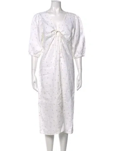 Pre-owned Deiji Studios Linen Midi Length Dress In Neutrals