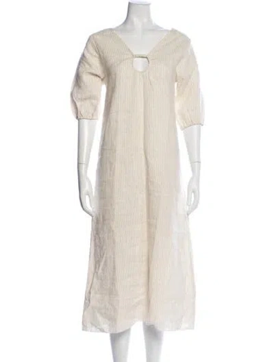 Pre-owned Deiji Studios Linen Midi Length Dress W/ Tags In Neutral