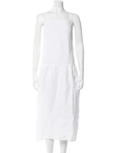 Pre-owned Deiji Studios Linen Midi Length Dress In White