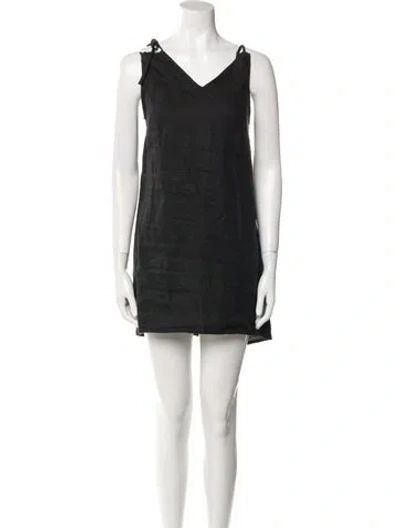 Pre-owned Deiji Studios Linen Mini Dress In Black