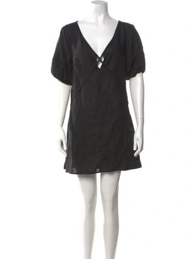 Pre-owned Deiji Studios Linen Mini Dress In Black