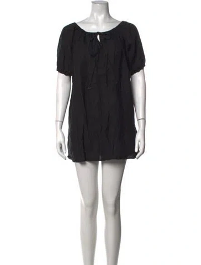 Pre-owned Deiji Studios Linen Mini Dress In Black