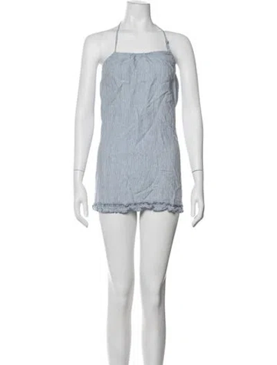 Pre-owned Deiji Studios Linen Mini Dress In Blue
