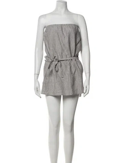 Pre-owned Deiji Studios Linen Mini Dress In Grey