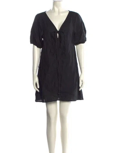 Pre-owned Deiji Studios Linen Mini Dress W/ Tags In Black